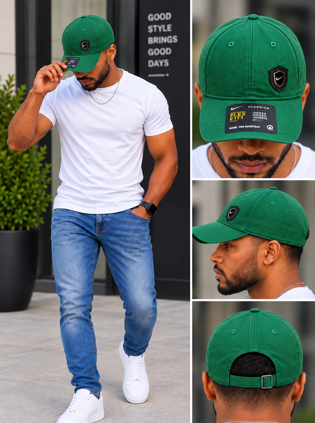 ๐ Classic Green Flex Cap โ Green ๐งข