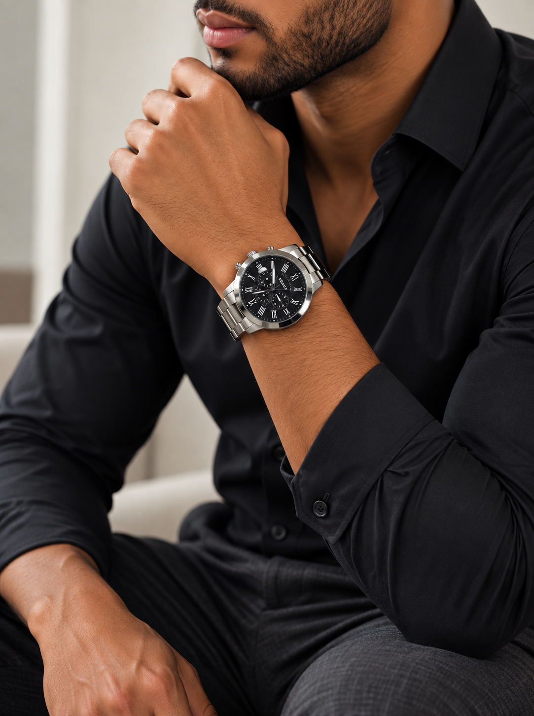 ⌚ Stainless Steel Chronograph Watch