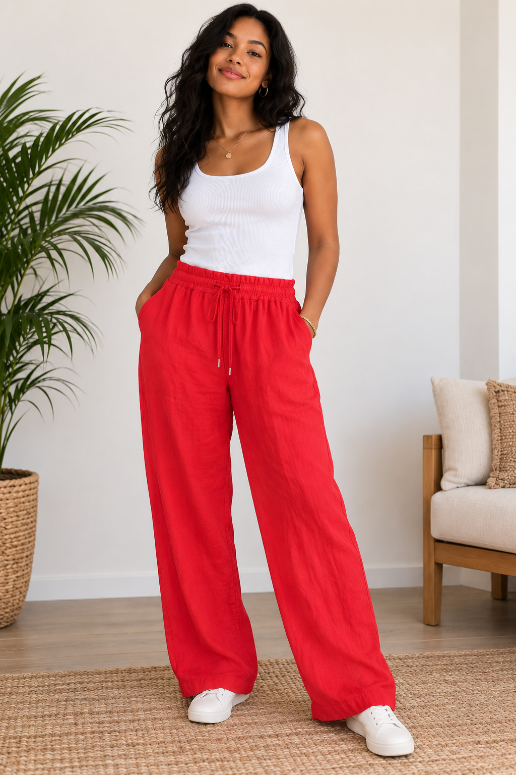 🤍 Linen Wide-Leg Pants