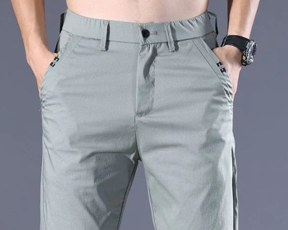 Male Suit Trousers Cotton Gray Straight Business Classic