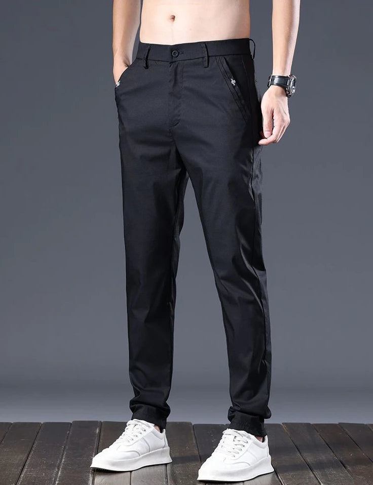 Male Suit Trousers Cotton Gray Straight Business Classic