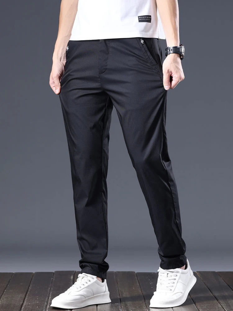 Male Suit Trousers Cotton Gray Straight Business Classic