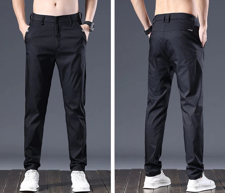 Male Suit Trousers Cotton Gray Straight Business Classic