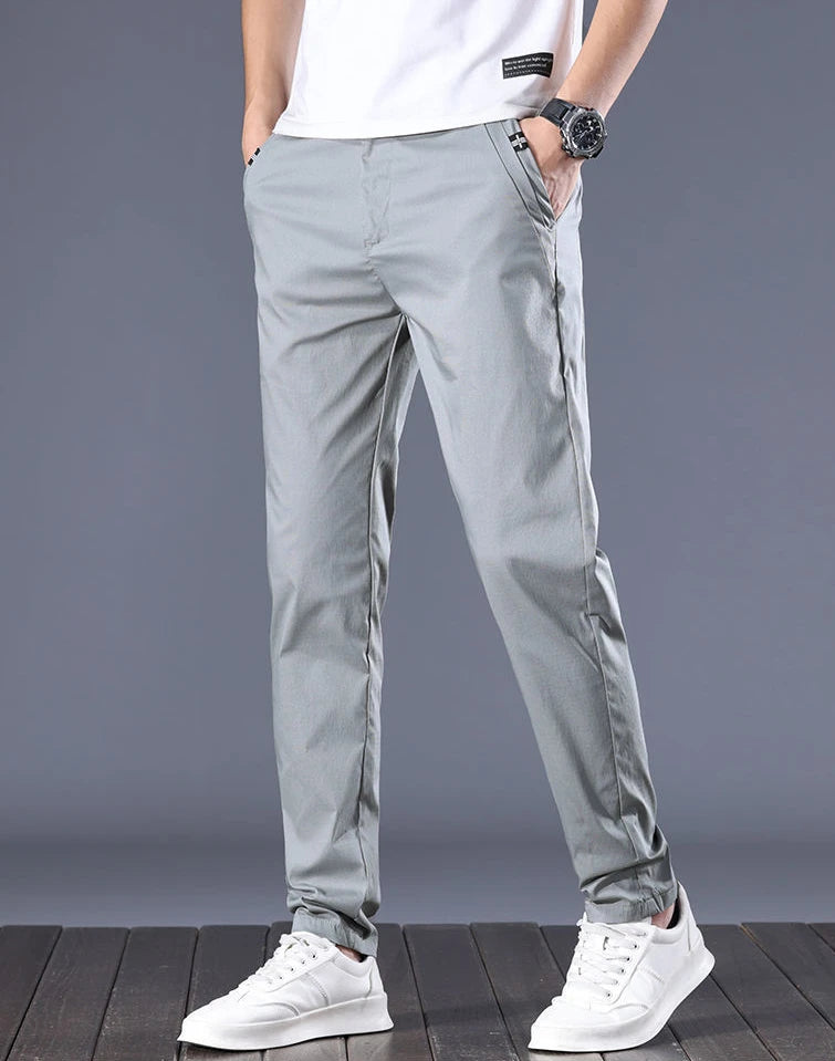 Male Suit Trousers Cotton Gray Straight Business Classic