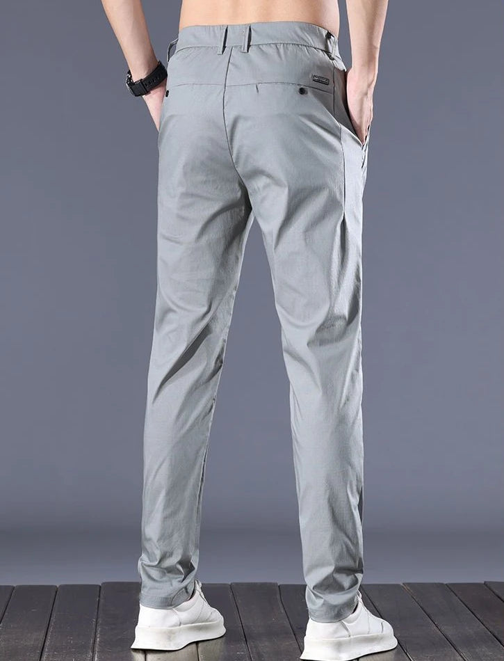 Male Suit Trousers Cotton Gray Straight Business Classic