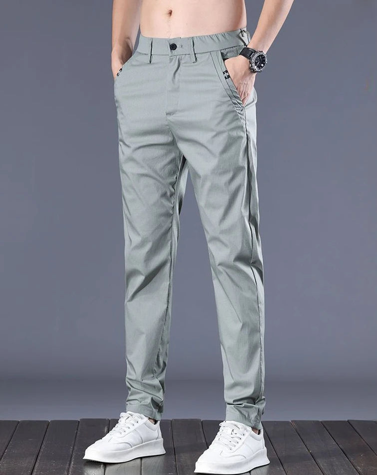 Male Suit Trousers Cotton Gray Straight Business Classic