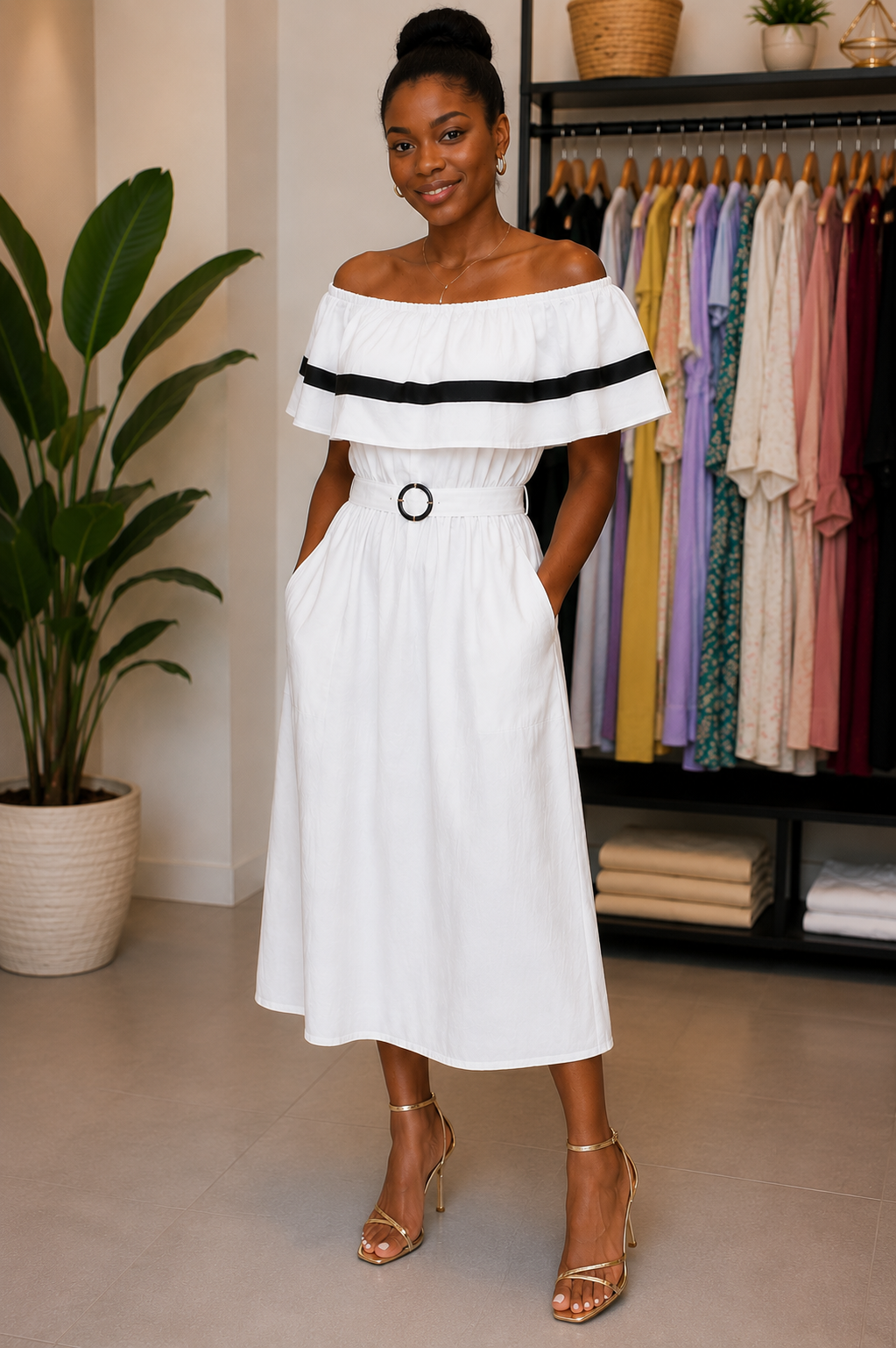 👗 Off-Shoulder Midi Dress ✨