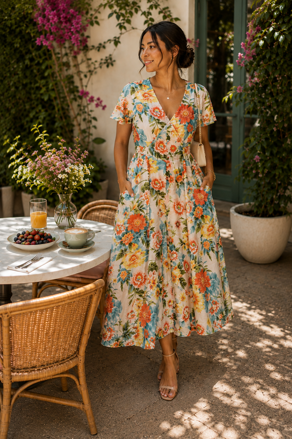Floral Cotton-Silk Brunch Dress 🌸