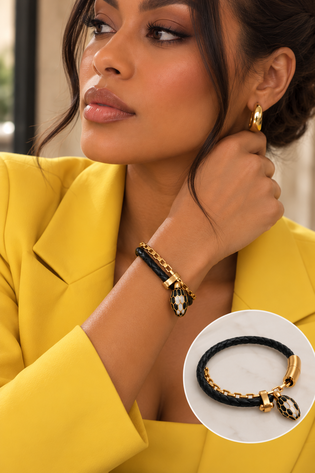 ✨ Luxe Leather & Gold Bracelet