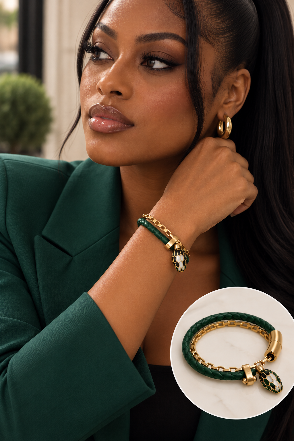 ✨ Luxe Leather & Gold Bracelet