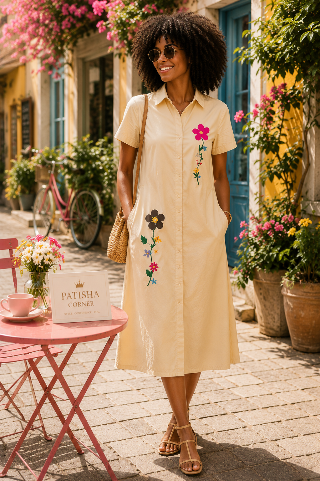 🌸 Floral Embroidered Shirt Dress ✨