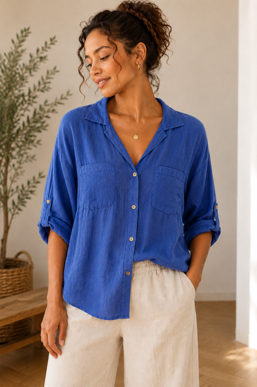 🌼 Linen Ease Button-Up Shirt
