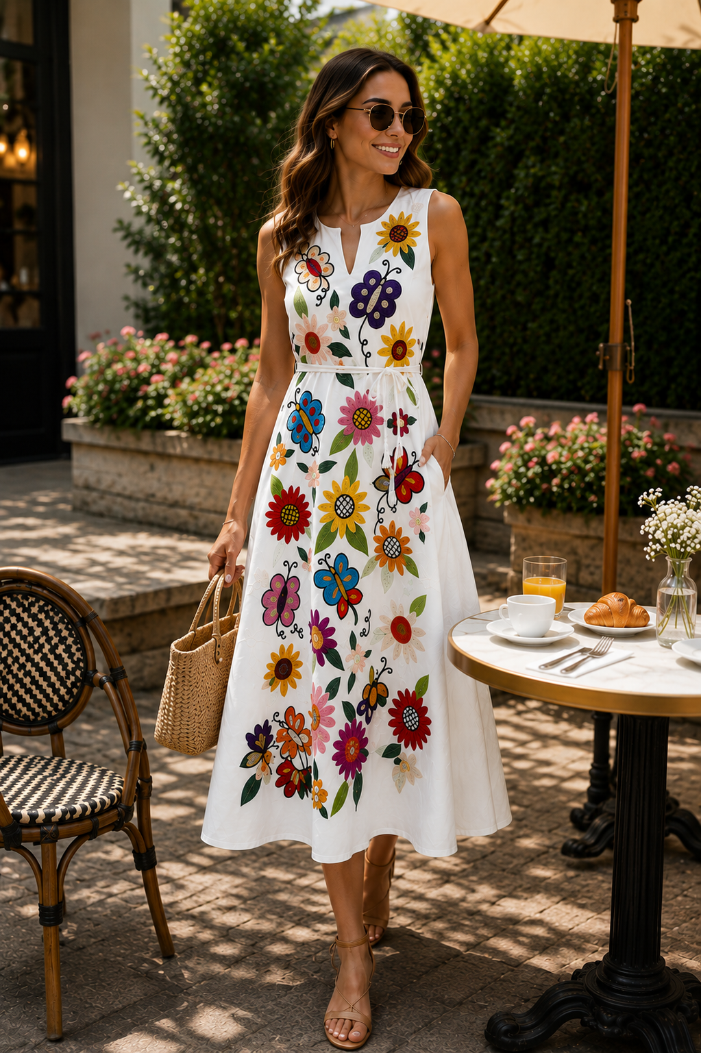 🌸 Embroidered Cotton-Linen Dress 👗