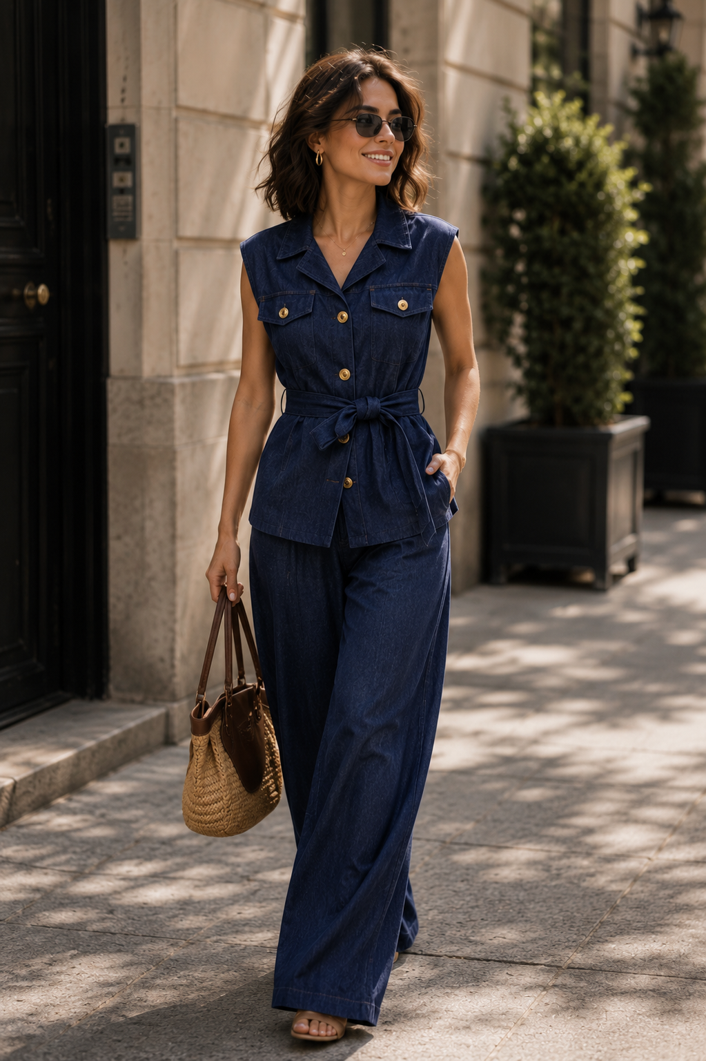 Women light denim set
