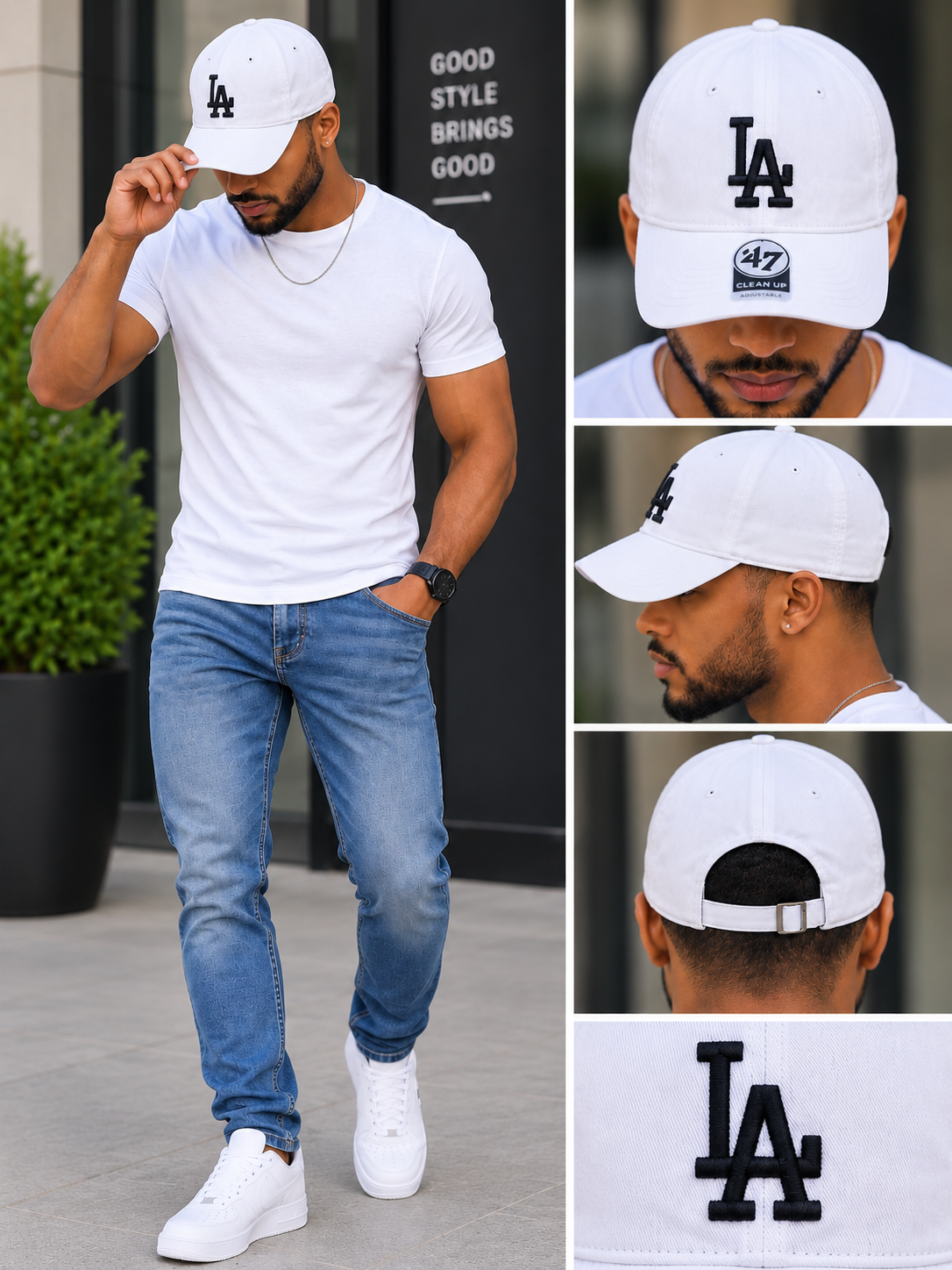 🤍 Classic White LA Cap – White 🧢