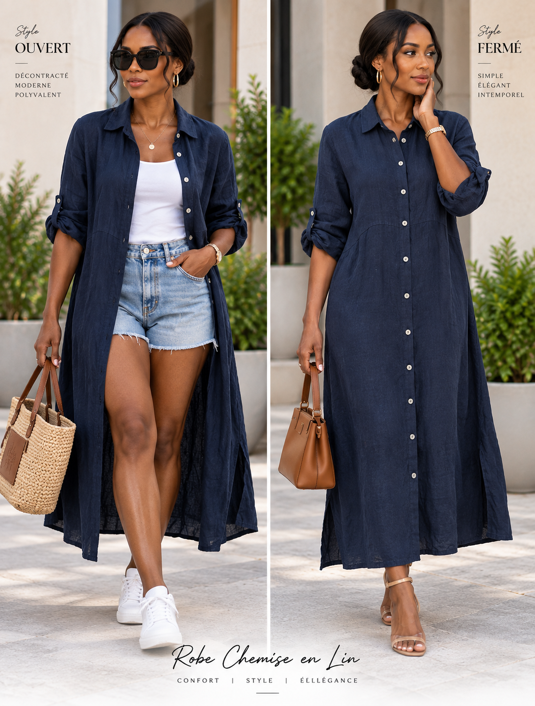 🌿 Linen Shirt Dress