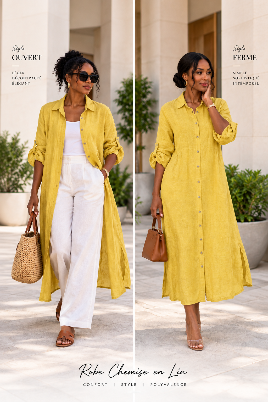 🌿 Linen Shirt Dress