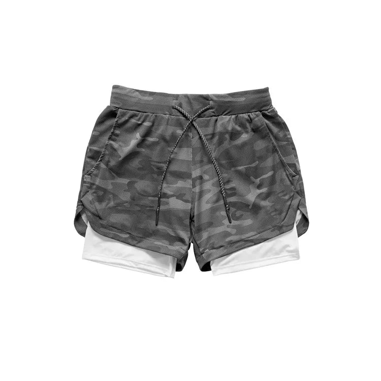 Running Shorts Men 2 In 1 Quick Dry Gym Workout Shorts Double-deck Fitness Training Jogging Short Pants Camo Sport Shorts Men