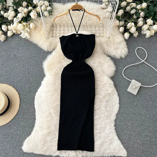 Crochet Bodycon Dress Cut Out Sexy Split Dresses Off Shoulder