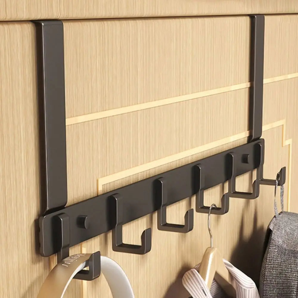 Hooks Over The Door 6 Hooks Clothes Coat Hat Towel Hanger Home Bathroom Organizer Rack Kitchen Accessories Holder