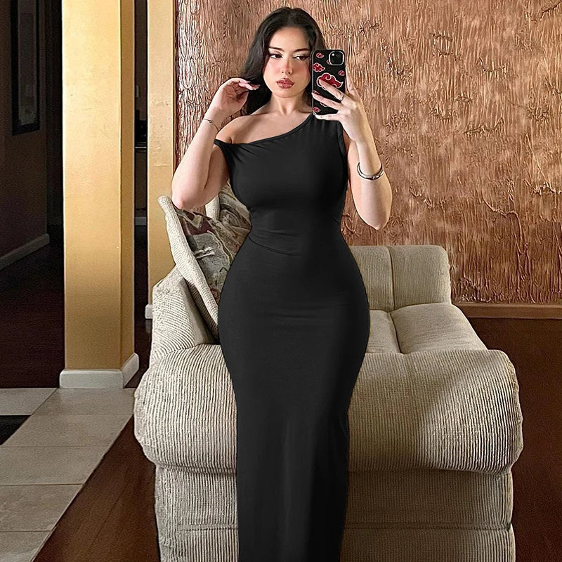 Women Elegant Party Club Evening  Bodycon Black Long Dress