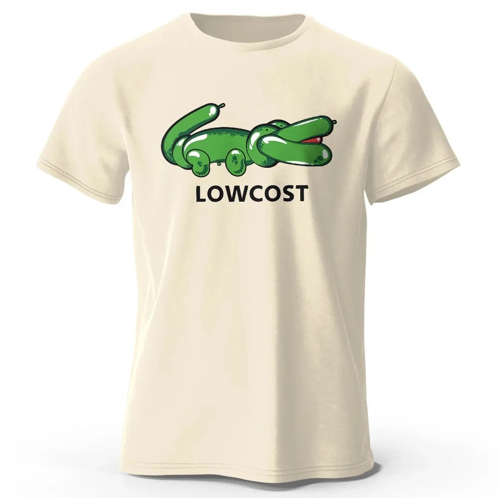 Green Crocodile Print T-shirt Lowcost Crocodile Funny Graphic Men's Short Sleeve Oversized Tee Shirt Men Woman Clothing Summer