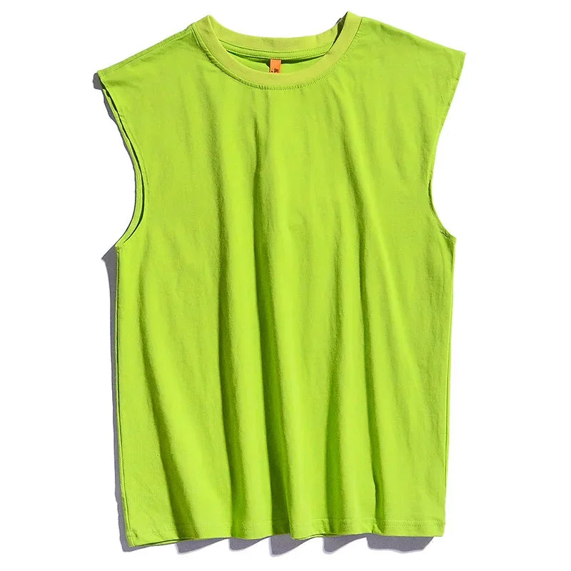 Men's Solid Color Vest Casual Sports  Cotton Round Neck Sleeveless T Shirt