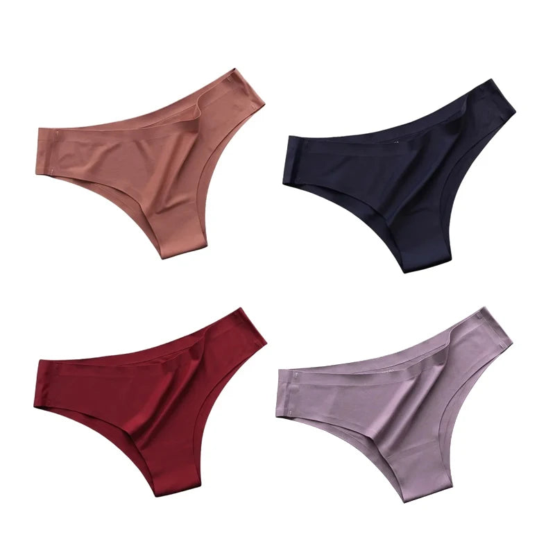 4PCS/Set Seamless Panties Women Sexy Underwear Ice Silk Underpants Low WaistG-string