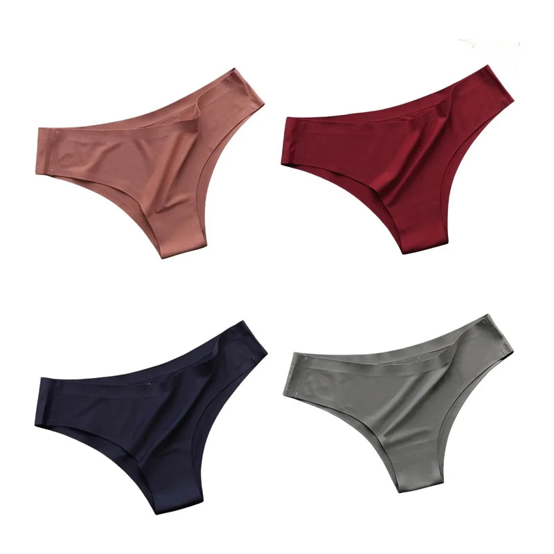 4PCS/Set Seamless Panties Women Sexy Underwear Ice Silk Underpants Low WaistG-string