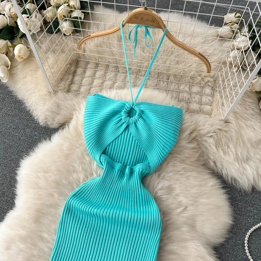 Crochet Bodycon Dress Cut Out Sexy Split Dresses Off Shoulder