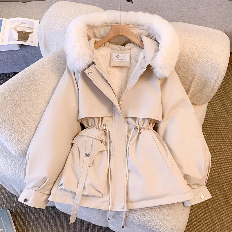 Lined Hood Down Jacket Winter Coat for Women