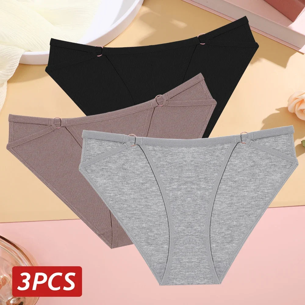 3PCS/Set Women Cotton Panties Sexy Low Rise Panties