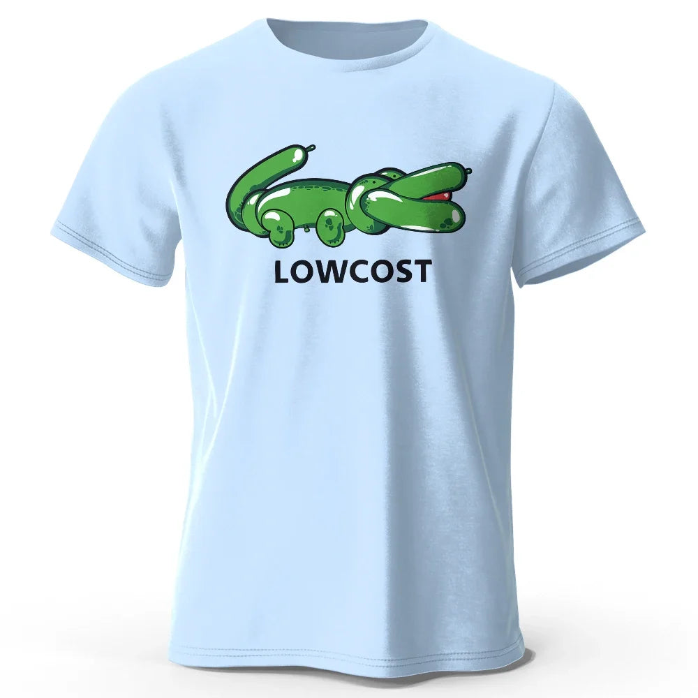 Green Crocodile Print T-shirt Lowcost Crocodile Funny Graphic Men's Short Sleeve Oversized Tee Shirt Men Woman Clothing Summer