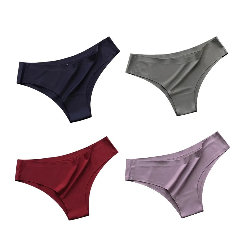 4PCS/Set Seamless Panties Women Sexy Underwear Ice Silk Underpants Low WaistG-string