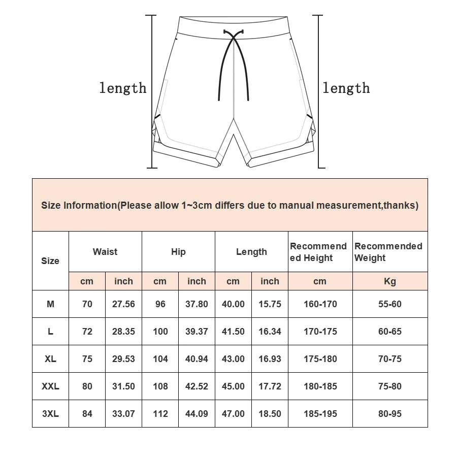 Running Shorts Men 2 In 1 Quick Dry Gym Workout Shorts Double-deck Fitness Training Jogging Short Pants Camo Sport Shorts Men