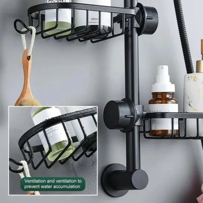 Adjustable Bathroom Faucet Storage Rack Drainage Shelf Sponge Dish Cloth Finishing Rack Shower