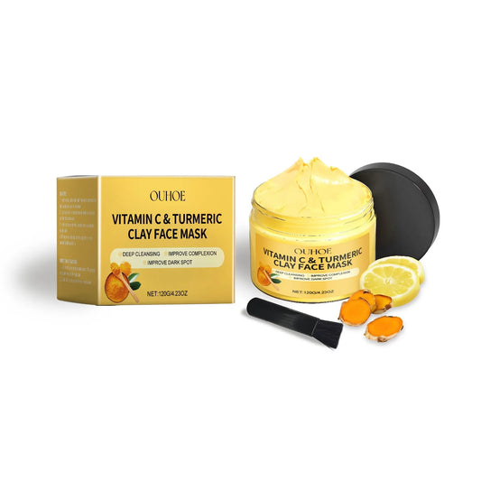 Vitamin C Turmeric Mud Mask Cleansing Shrinking Pores Moisturizer Brighten Deep Hydration Lightening Reduce Dullness Clay Mask