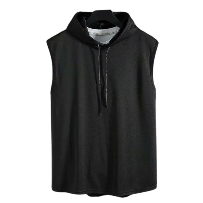 M-3XL Men's Tank Tops Vest Sleeveless Tees Hooded Male T Shirt Gym Exercise Sports Golf  Shirt Korean Style Casual Solid Color