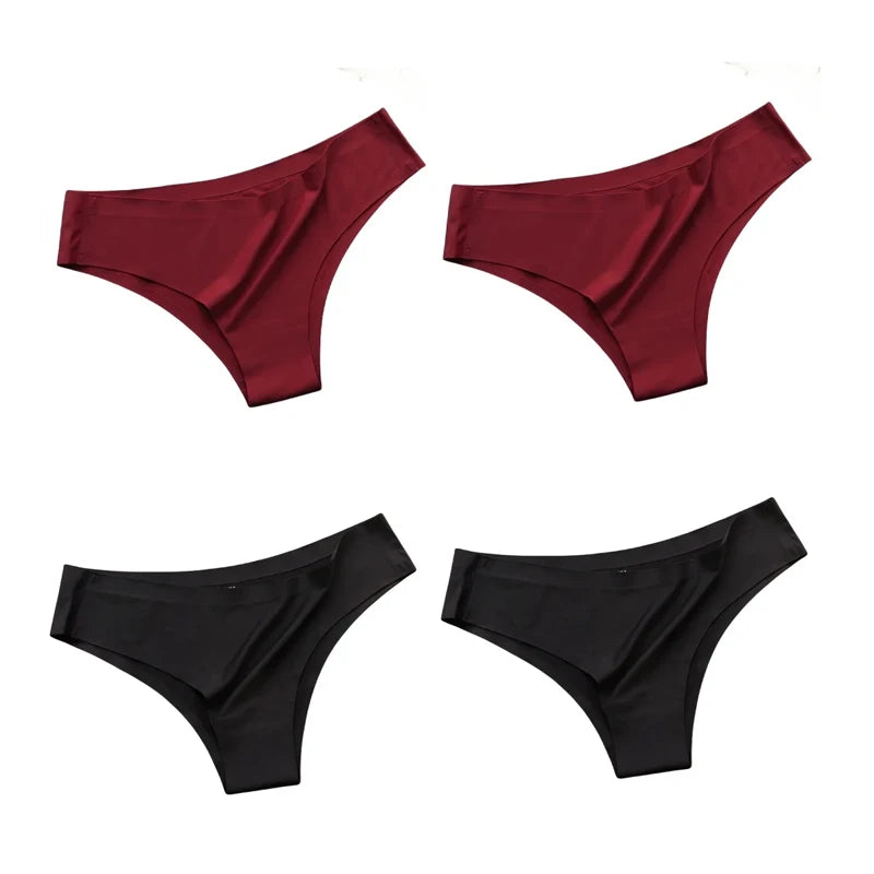 4PCS/Set Seamless Panties Women Sexy Underwear Ice Silk Underpants Low WaistG-string