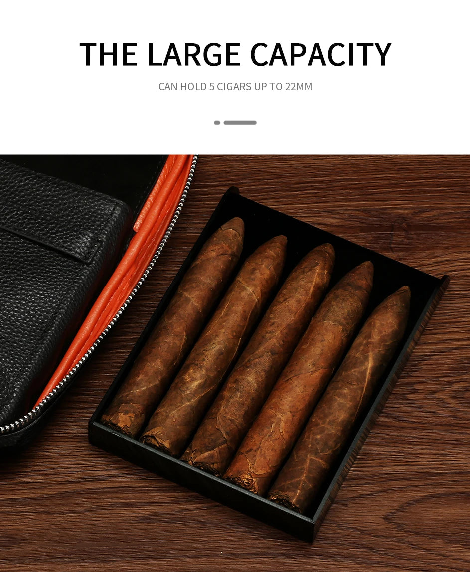 Leather Cigar Case Travel Humidor Portable Luxury Storage Cigar