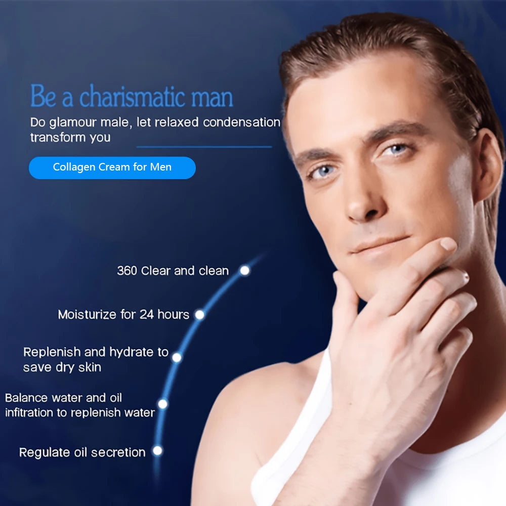 Men's Collagen Face Cream Smoothes Wrinkles on Face Tightens and Moisturizes Skin Protect The Skin Barrier Healthy Facial Care