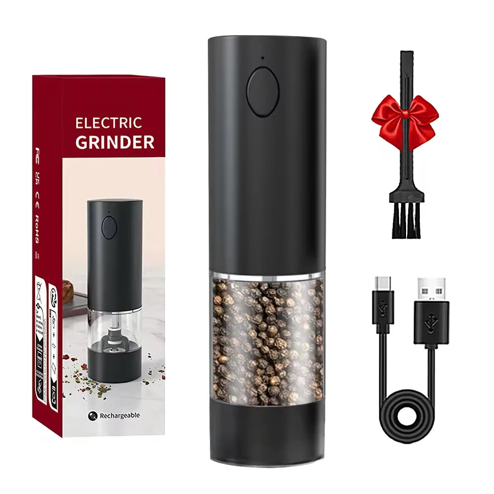 Electric Pepper Grinder Stainless Steel Salt And Pepper Grinder USB Rechargeable Adjustable Coarseness Spice Mill Kitchen Tool