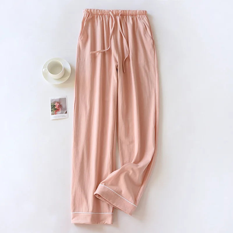 Pure cotton sleep bottoms women pants home trousers casual pajama