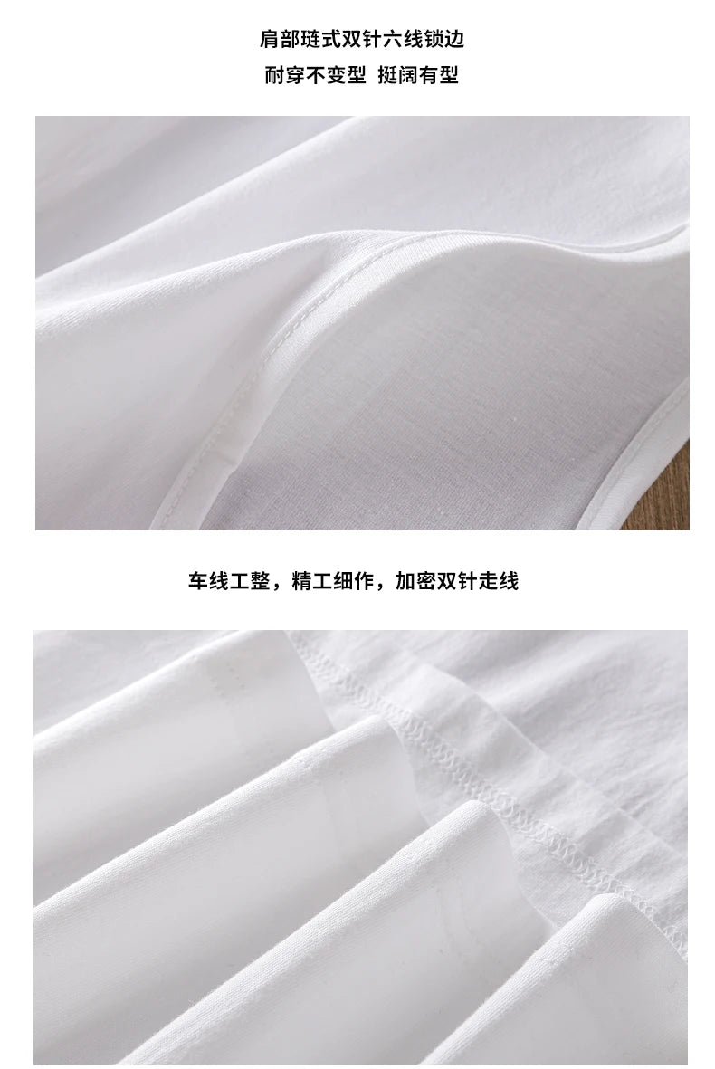 2pcs Solid Color Cotton Men's White Loose Sleeveless T-shirt Basic Models All-match Sports Running Tank Tops