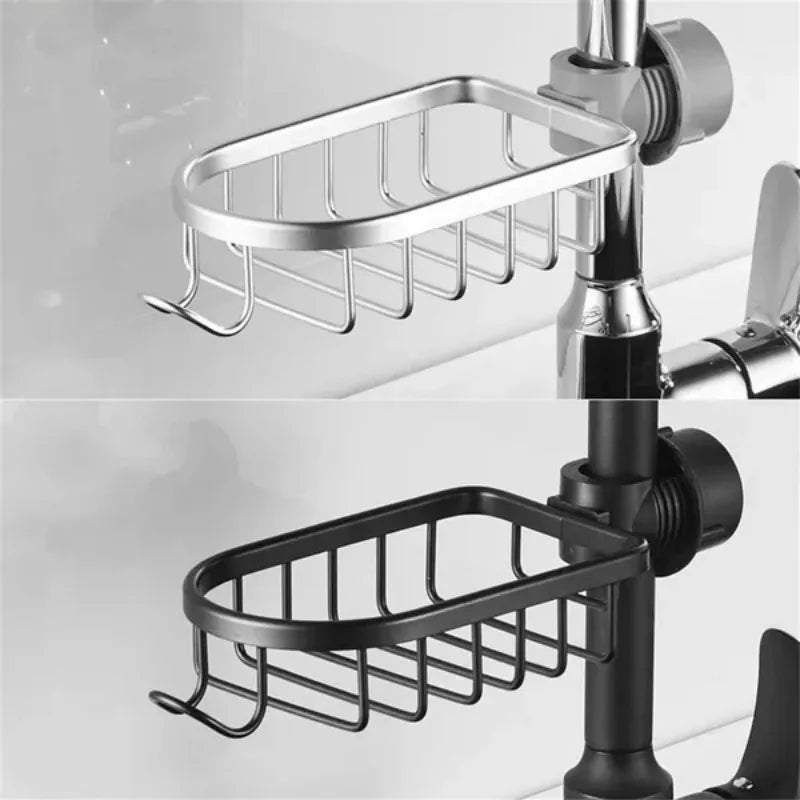 Adjustable Bathroom Faucet Storage Rack Drainage Shelf Sponge Dish Cloth Finishing Rack Shower