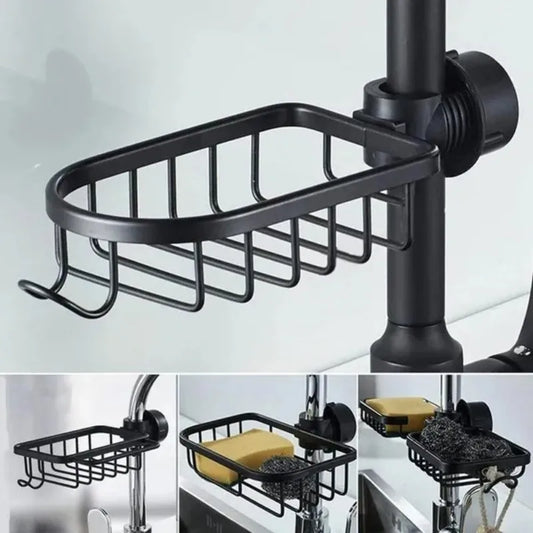 Adjustable Bathroom Faucet Storage Rack Drainage Shelf Sponge Dish Cloth Finishing Rack Shower