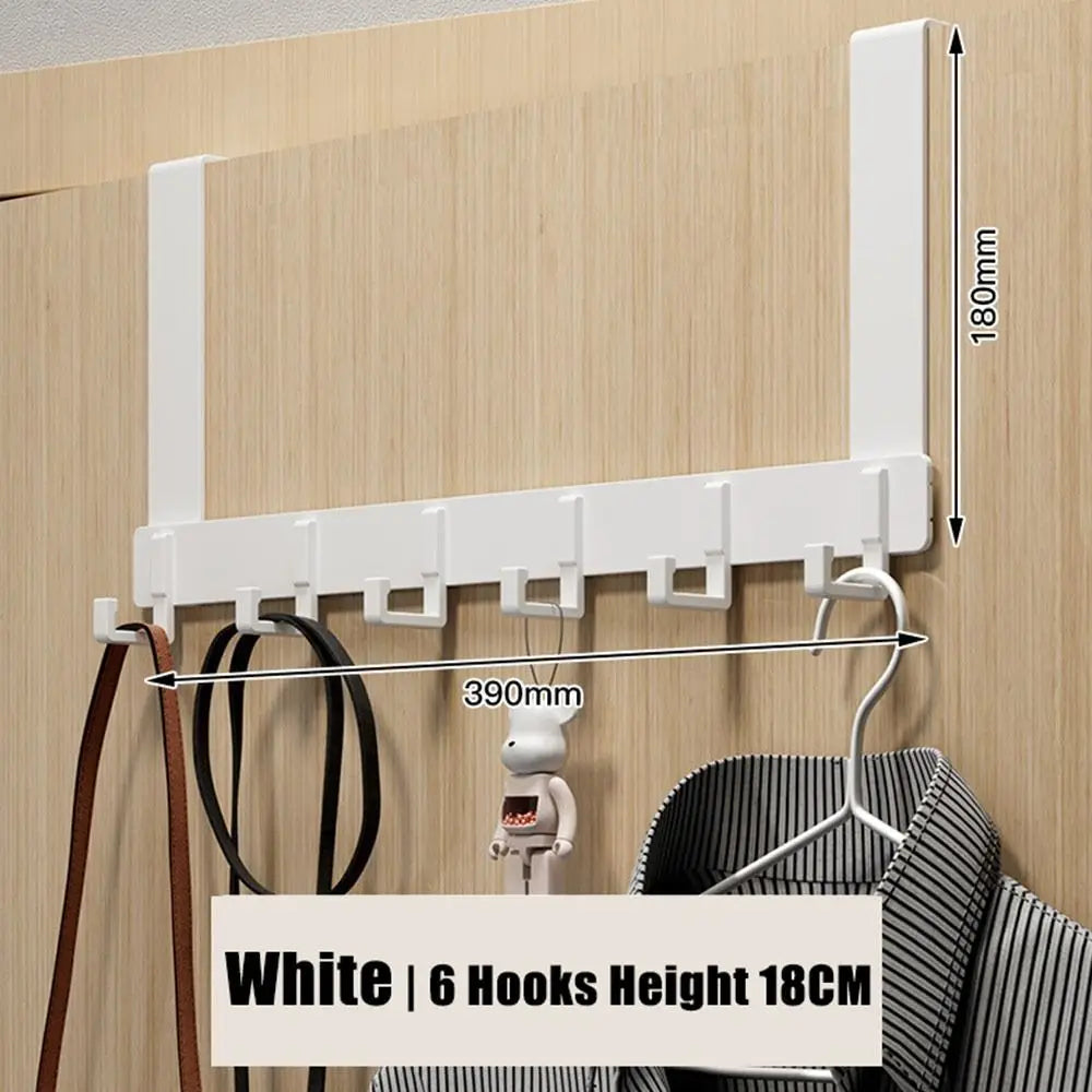 Hooks Over The Door 6 Hooks Clothes Coat Hat Towel Hanger Home Bathroom Organizer Rack Kitchen Accessories Holder