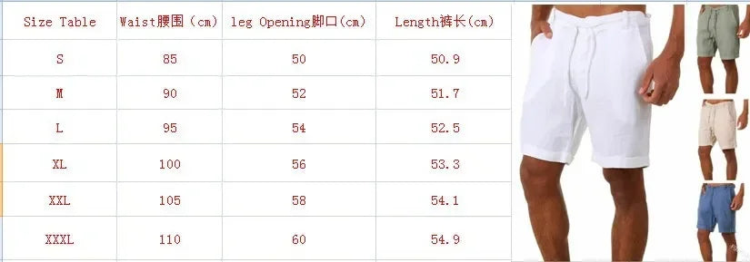 Men's Linen Shorts Casual Pants Fashion