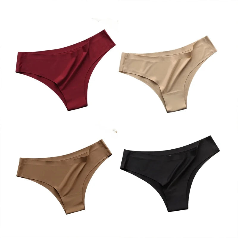 4PCS/Set Seamless Panties Women Sexy Underwear Ice Silk Underpants Low WaistG-string