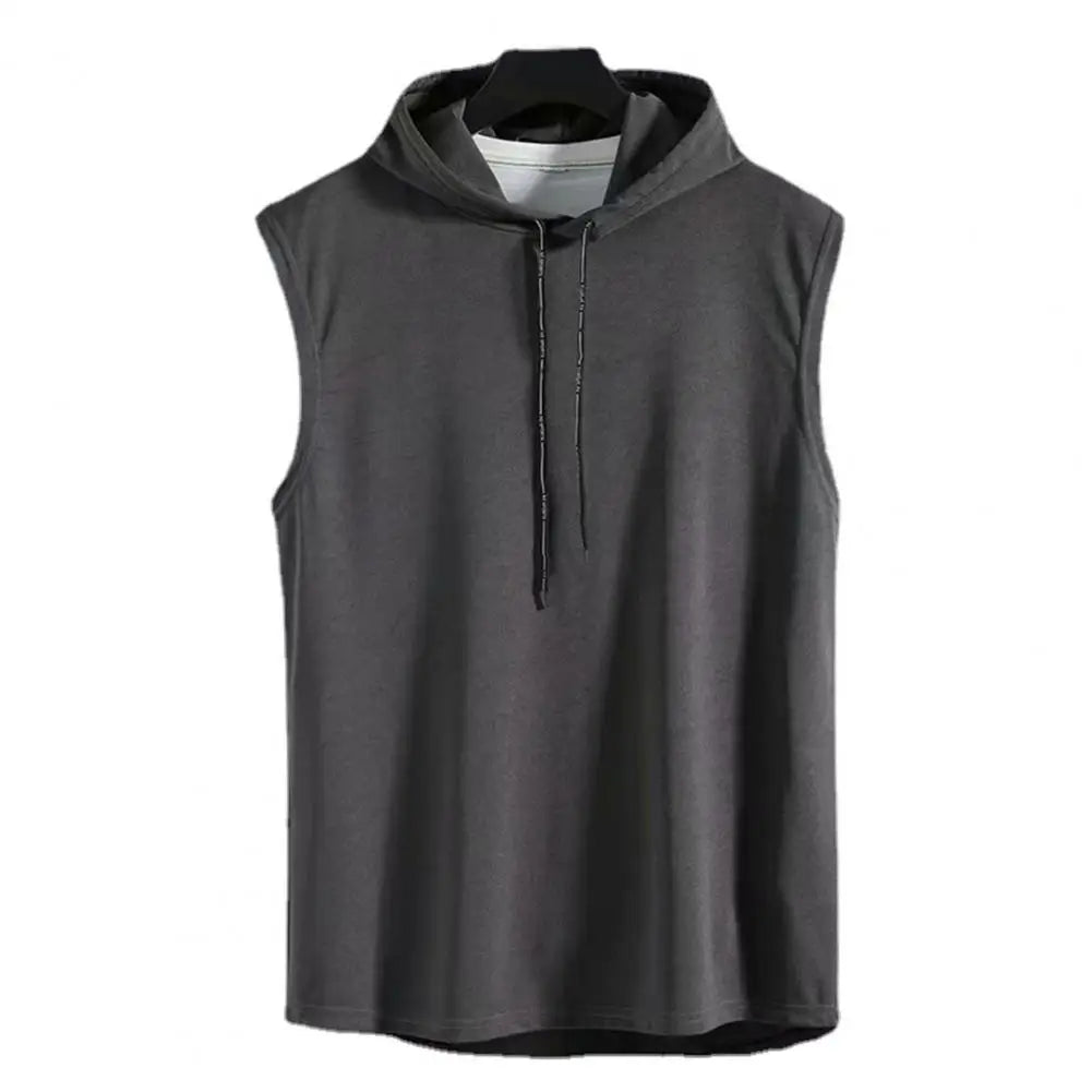 M-3XL Men's Tank Tops Vest Sleeveless Tees Hooded Male T Shirt Gym Exercise Sports Golf  Shirt Korean Style Casual Solid Color